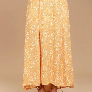 Amuse Society Shiva Yellow Floral Print Maxi Skirt
